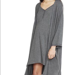 Hatch one size bamboo maternity robe set gray (robe and nightshirt)